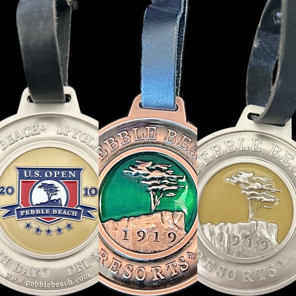 Excellent Condition! Set Of 3 Pebble Beach, Spyglass, US Open, Golf Bag Tags